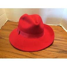 Vtg KANGOL Mujers Red Wool FEDORA Center Dent Hat Tan Felt   eb-48698587